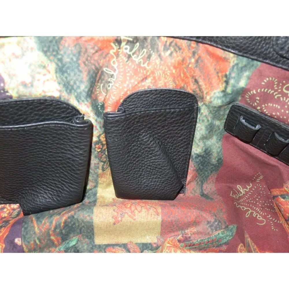 Fatto a Mano by Carlos Falchi Black Leather Top Handle satchel & matching wallet